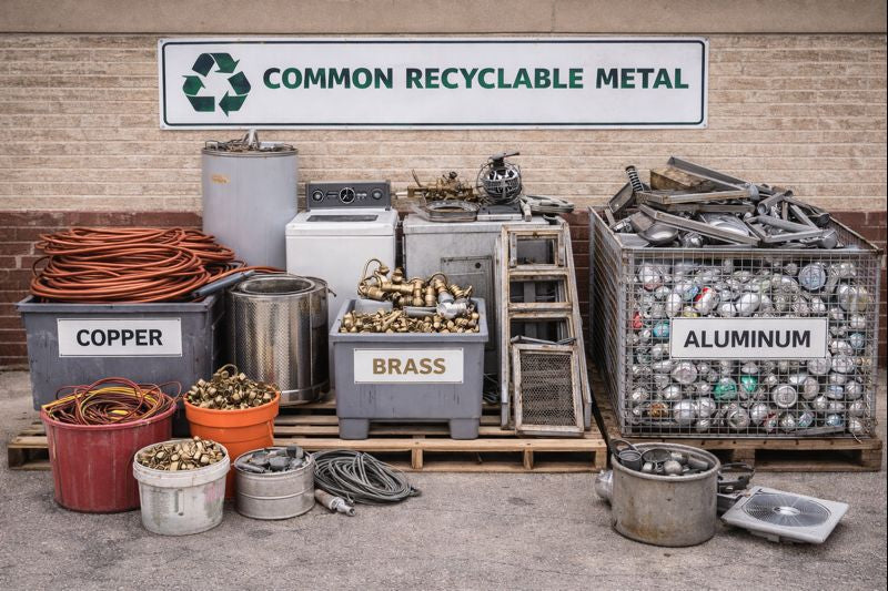 Common property metal items prepared for recycling instead of disposal