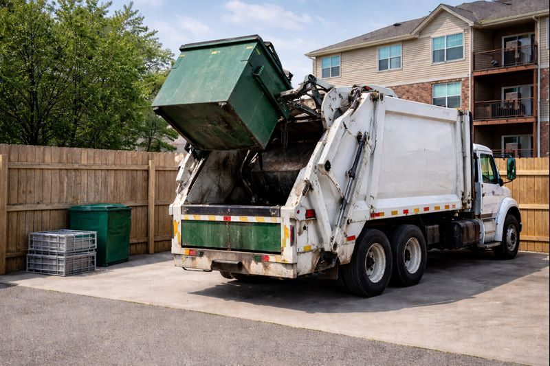 Dumpster service at an Indiana apartment complex where heavy waste causes overweight fees