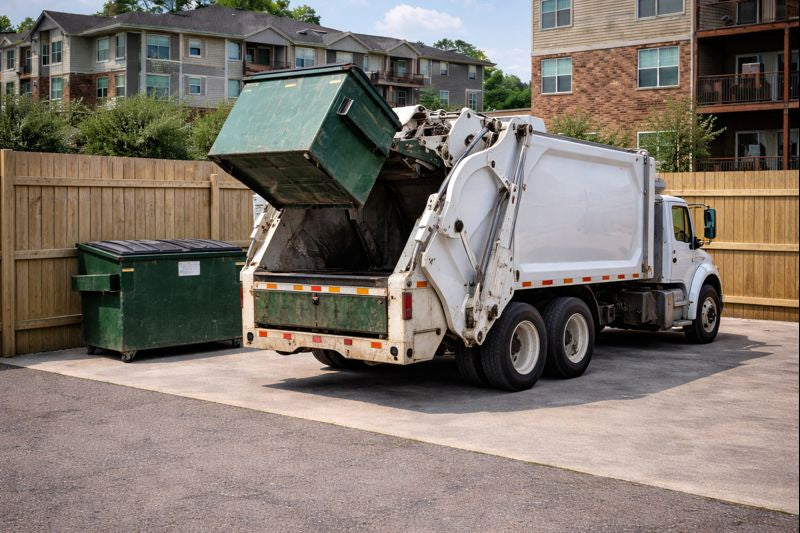 Indiana apartment dumpster being serviced with no heavy materials inside