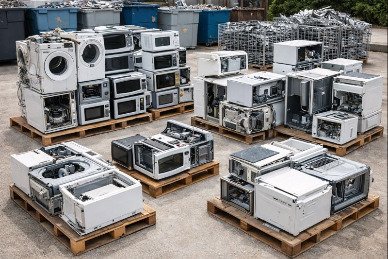 Broken appliances prepared for metal recycling instead of disposal
