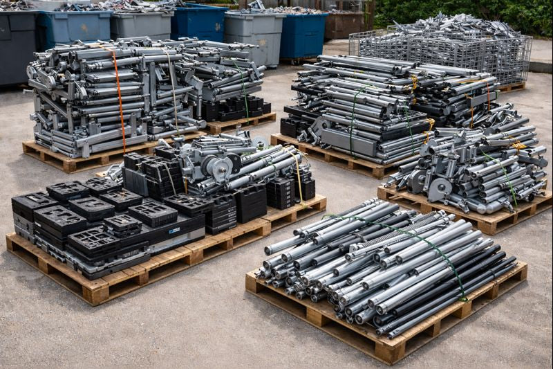 Gym equipment metal components separated for recycling