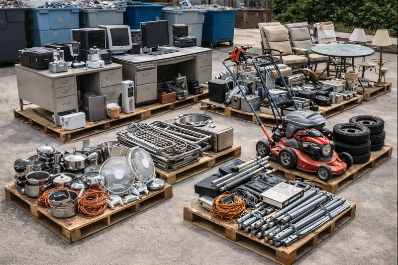 Metal items left behind by tenants prepared for recycling